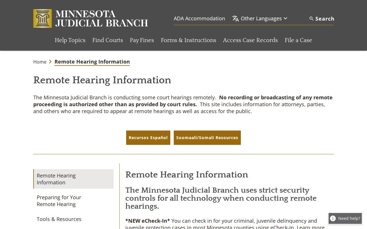 Yellow Medicine County court schedule Minnesota remote hearings information