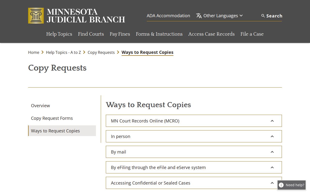 Yellow Medicine County court records copy request information