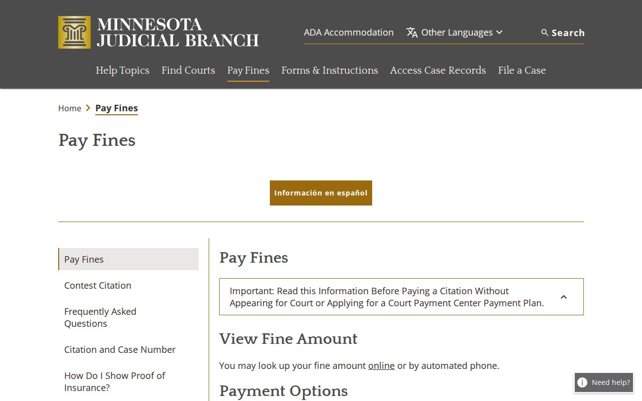 Yellow Medicine County traffic court citation payment information